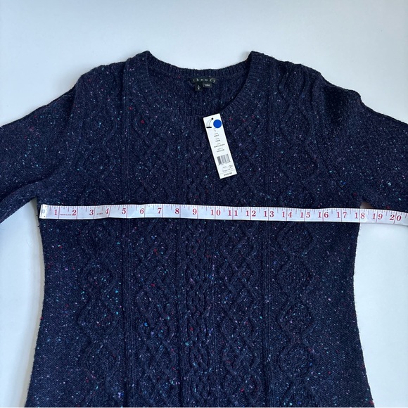 Theory Mayly Fleck Wool Mohair Cable Knit Sweater Dress Purple Fleck Size Large - Picture 10 of 17